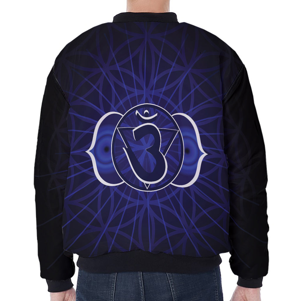 Ajna Chakra Spiritual Print Zip Sleeve Bomber Jacket