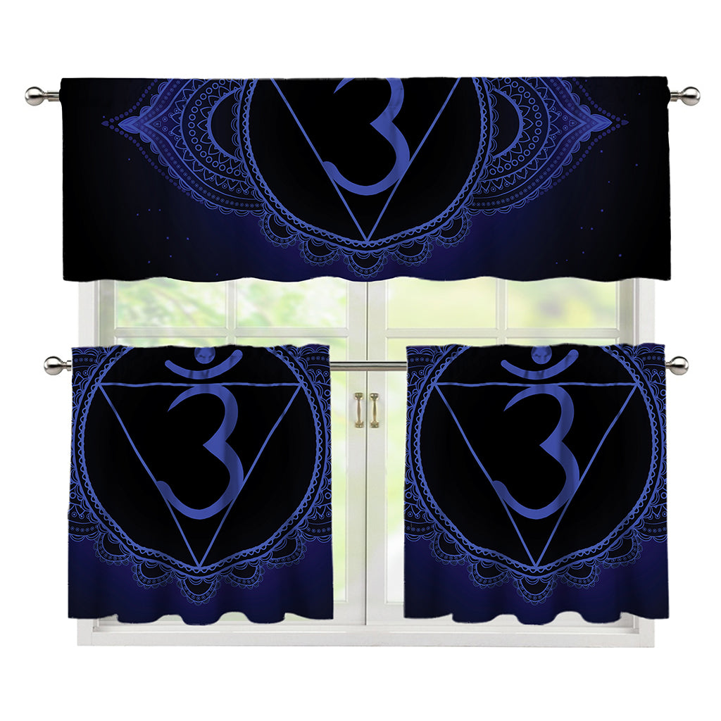 Ajna Chakra Symbol Print 3 Piece Kitchen Curtains