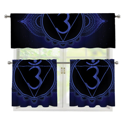 Ajna Chakra Symbol Print 3 Piece Kitchen Curtains