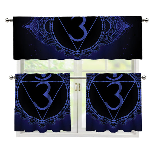 Ajna Chakra Symbol Print 3 Piece Kitchen Curtains