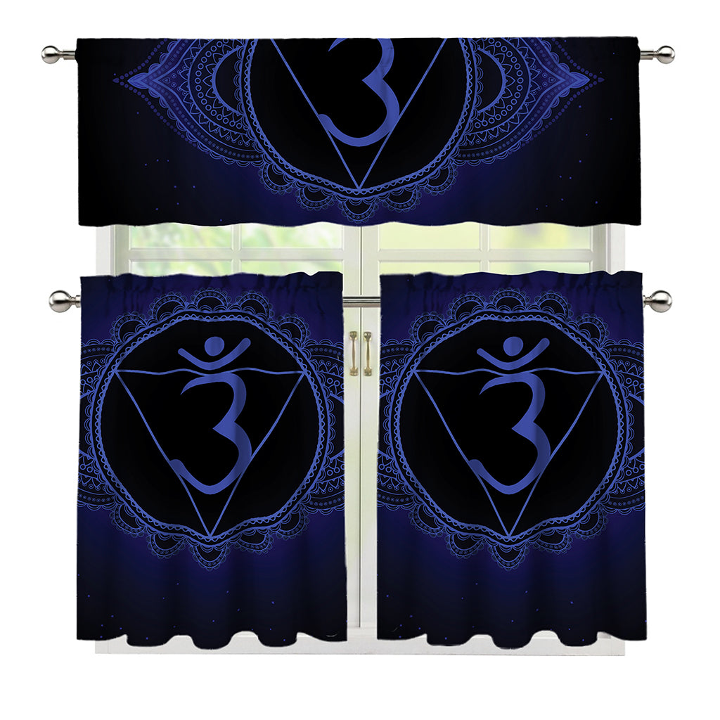 Ajna Chakra Symbol Print 3 Piece Kitchen Curtains