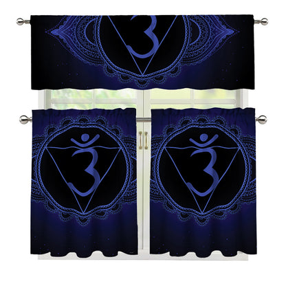 Ajna Chakra Symbol Print 3 Piece Kitchen Curtains