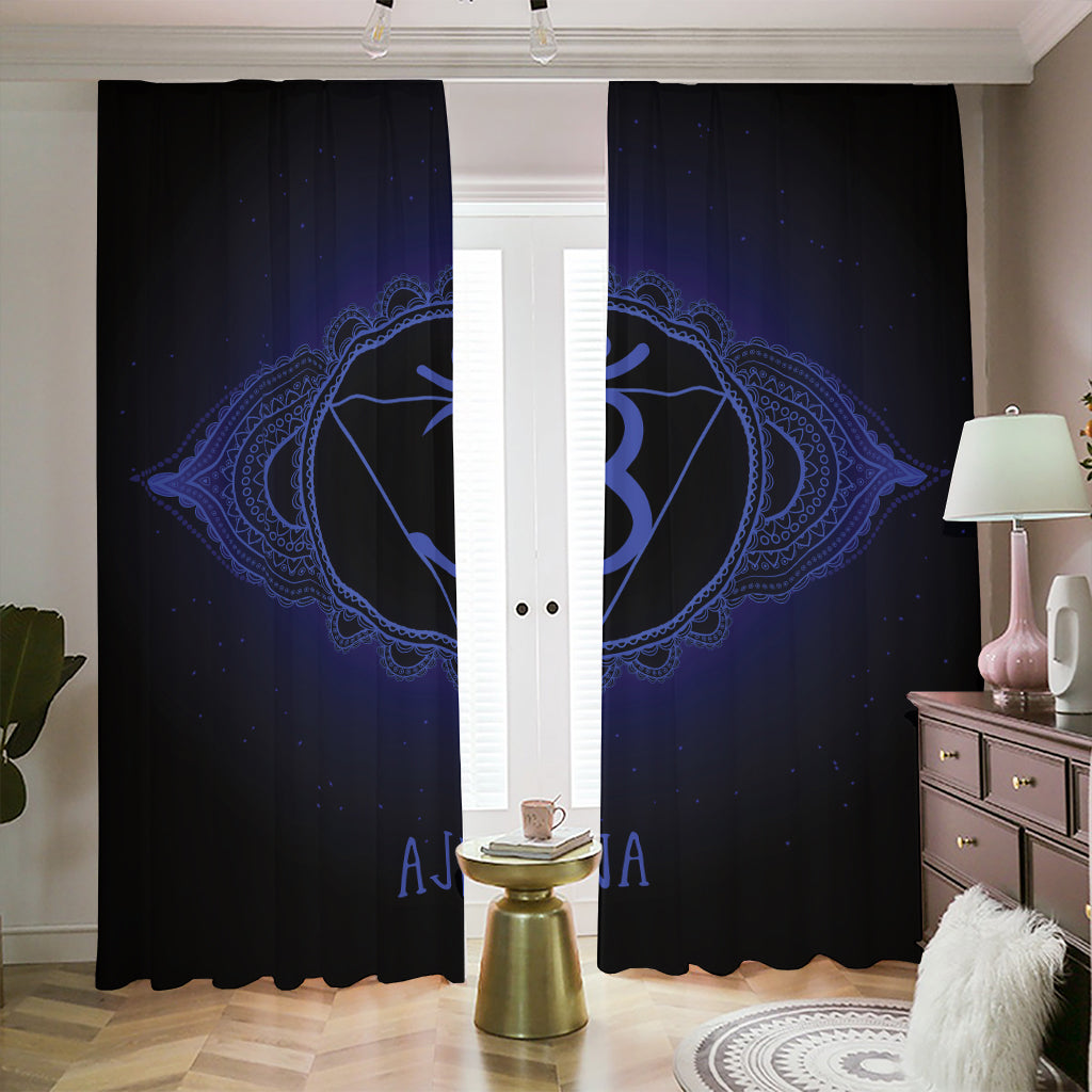 Ajna Chakra Symbol Print Blackout Pencil Pleat Curtains