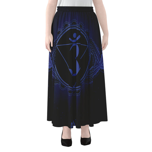 Ajna Chakra Symbol Print Chiffon Maxi Skirt