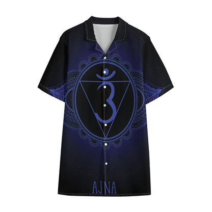 Ajna Chakra Symbol Print Cotton Hawaiian Shirt