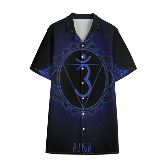 Ajna Chakra Symbol Print Cotton Hawaiian Shirt