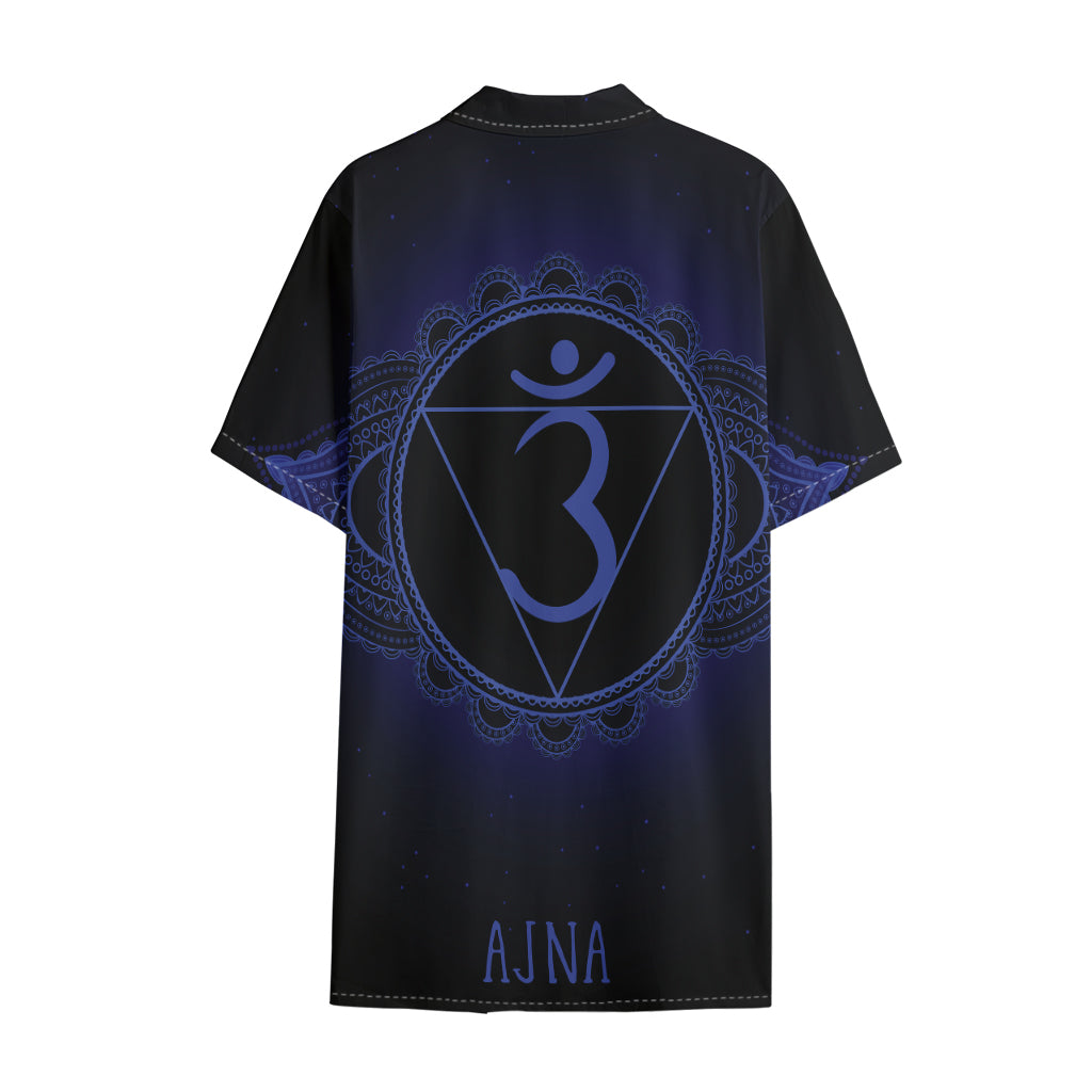 Ajna Chakra Symbol Print Cotton Hawaiian Shirt