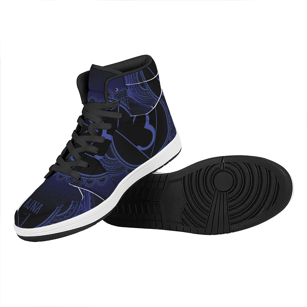 Ajna Chakra Symbol Print High Top Leather Sneakers