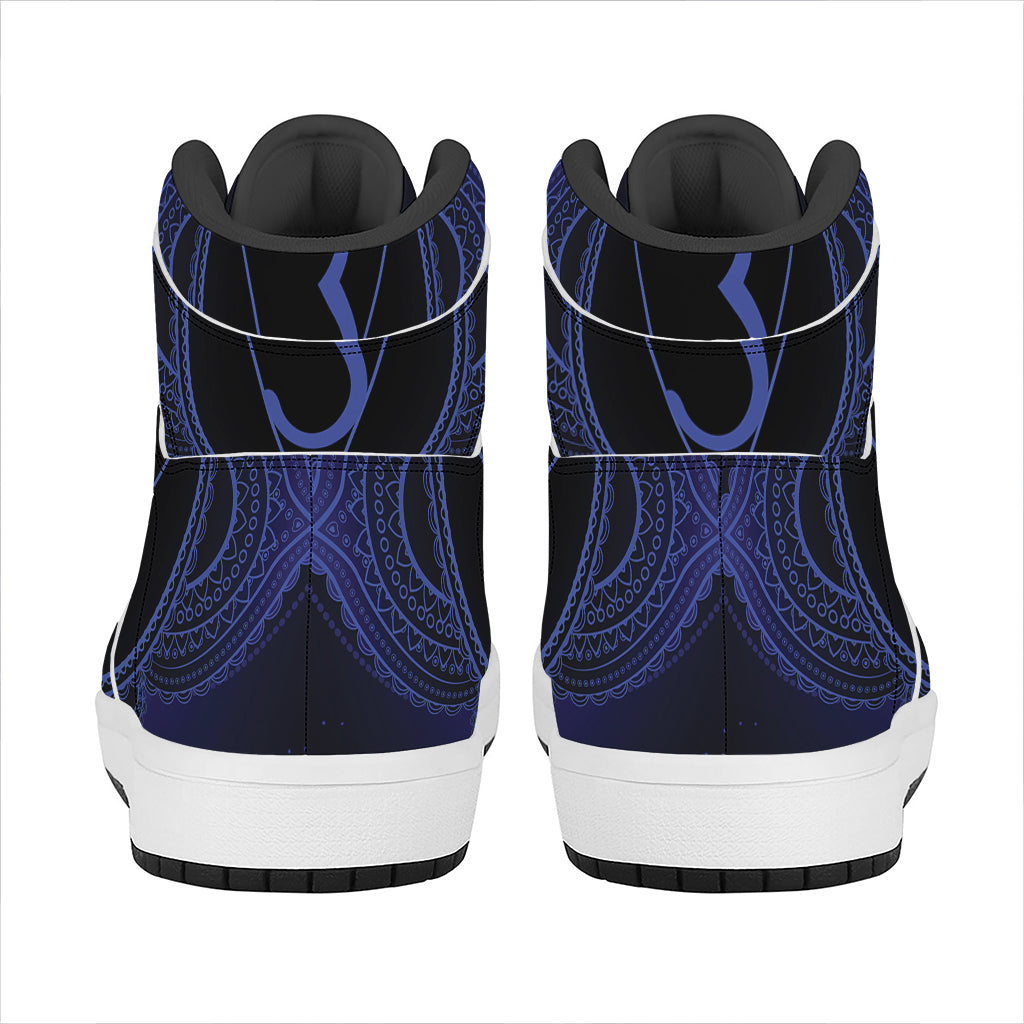 Ajna Chakra Symbol Print High Top Leather Sneakers