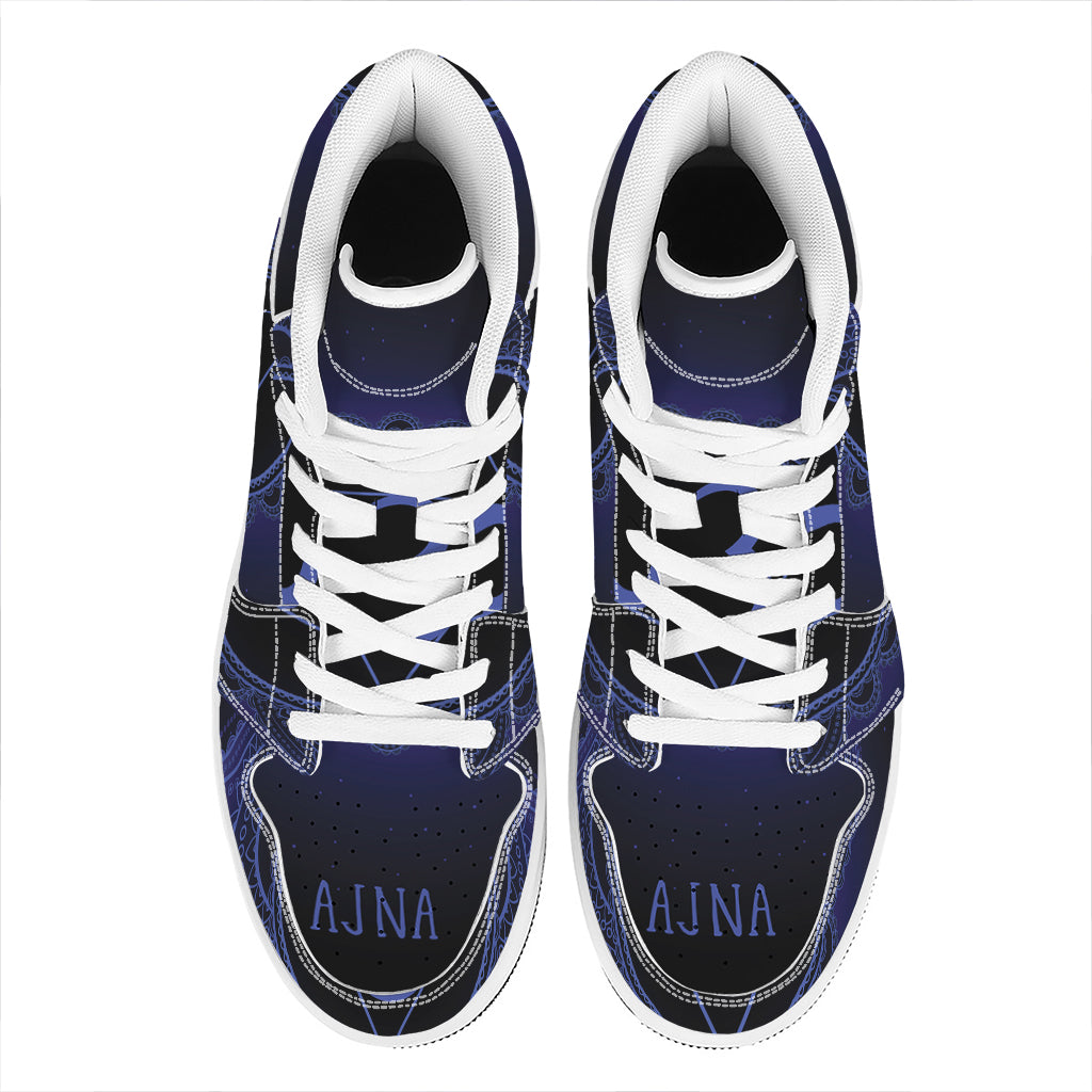 Ajna Chakra Symbol Print High Top Leather Sneakers