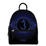 Ajna Chakra Symbol Print Leather Backpack
