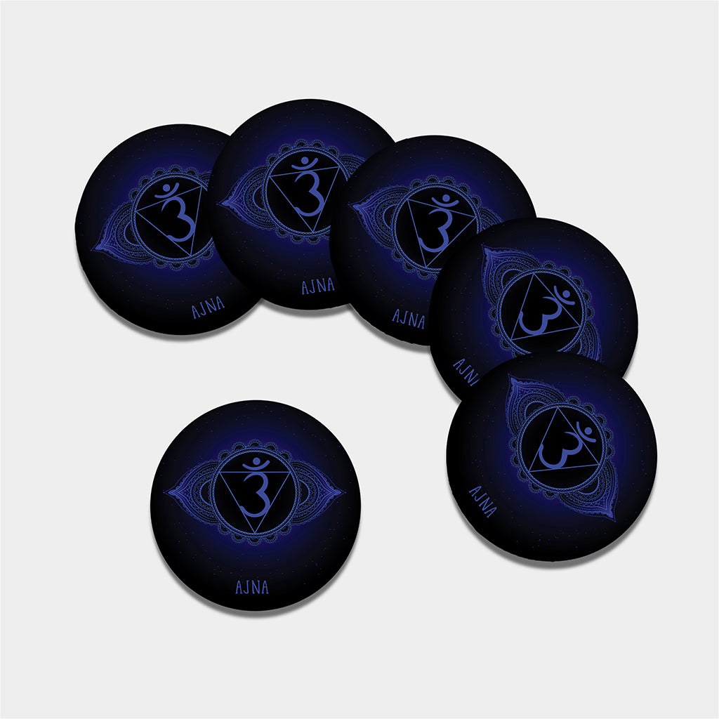 Ajna Chakra Symbol Print Leather Coaster Set