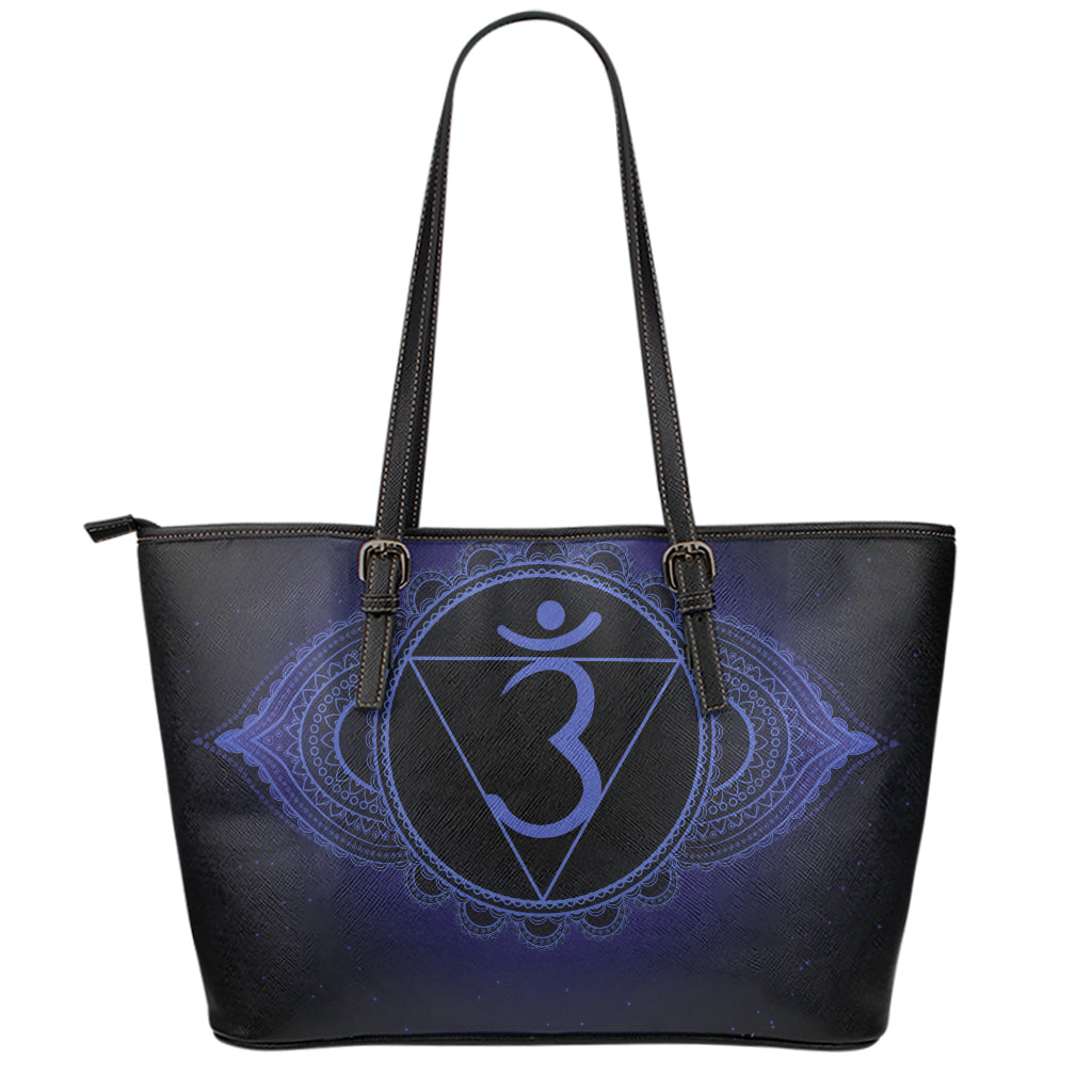 Ajna Chakra Symbol Print Leather Tote Bag