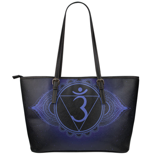 Ajna Chakra Symbol Print Leather Tote Bag