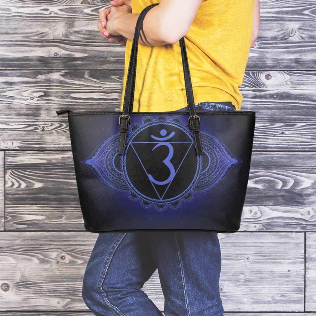 Ajna Chakra Symbol Print Leather Tote Bag