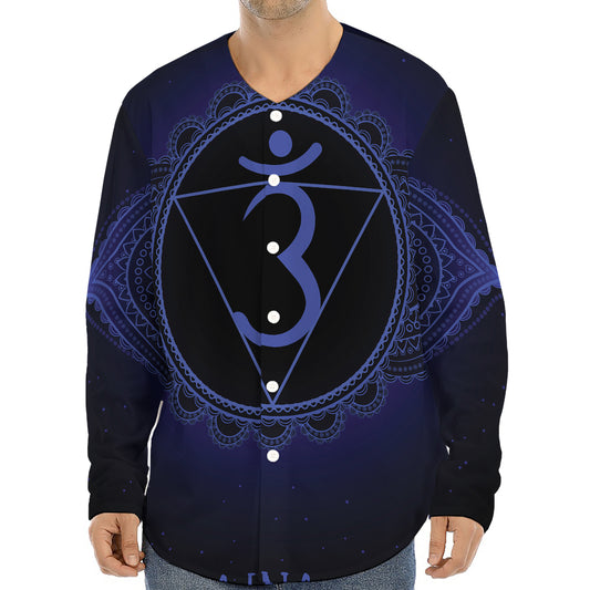 Ajna Chakra Symbol Print Long Sleeve Baseball Jersey