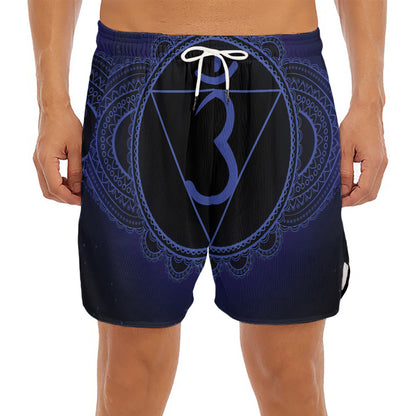 Ajna Chakra Symbol Print Men's Split Running Shorts