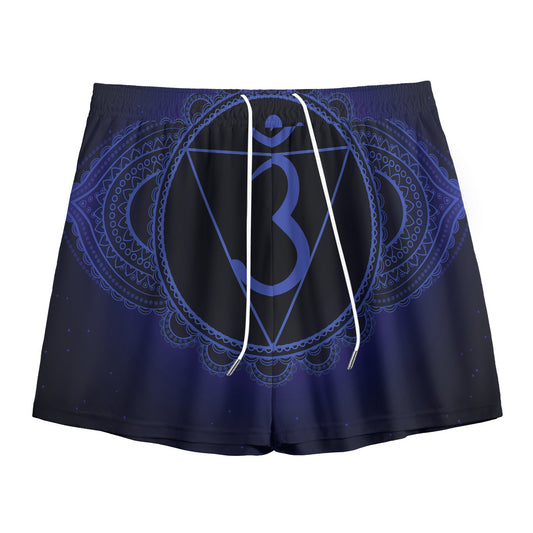 Ajna Chakra Symbol Print Mesh Shorts