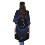 Ajna Chakra Symbol Print Open Front Beach Cover Up