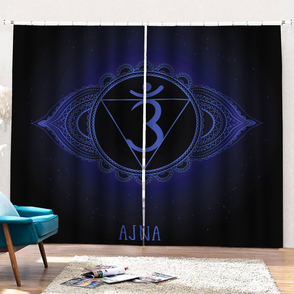 Ajna Chakra Symbol Print Pencil Pleat Curtains