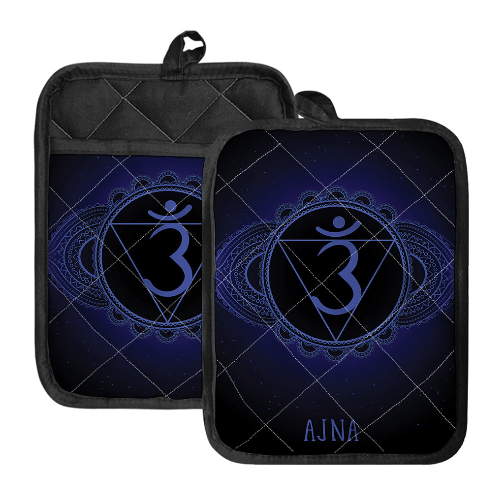 Ajna Chakra Symbol Print Pot Holders With Pocket