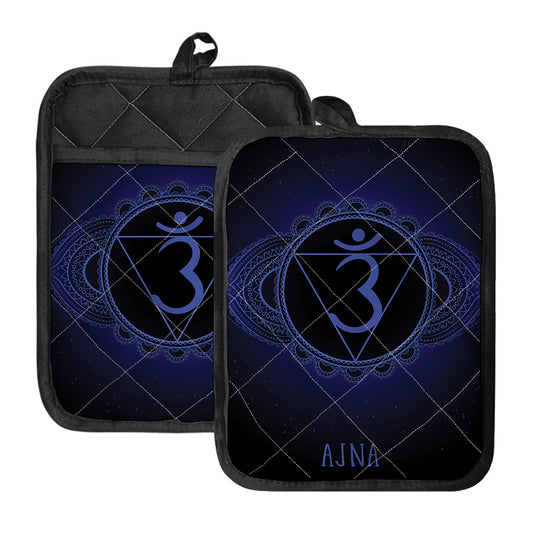 Ajna Chakra Symbol Print Pot Holders With Pocket