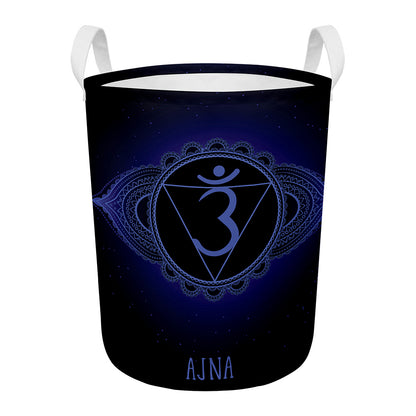 Ajna Chakra Symbol Print Round Laundry Basket