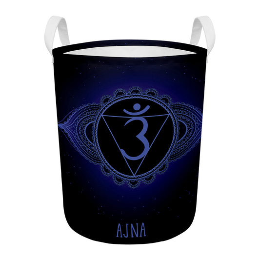 Ajna Chakra Symbol Print Round Laundry Basket