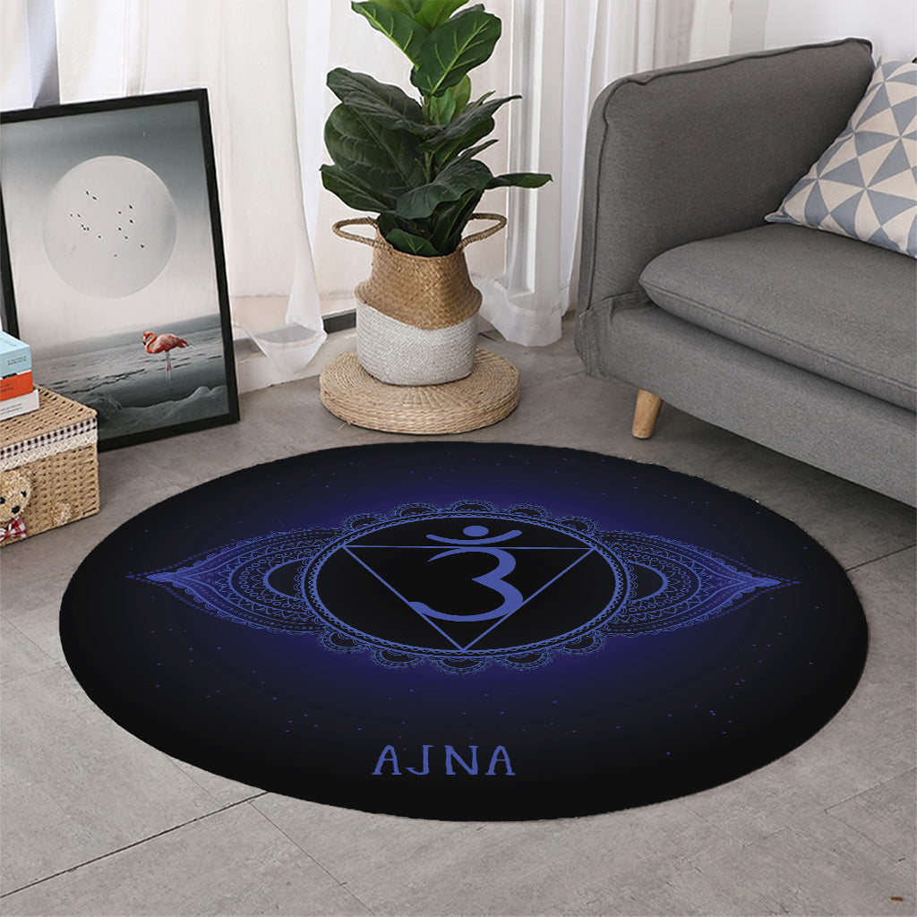 Ajna Chakra Symbol Print Round Rug