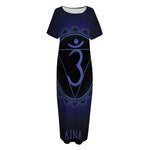Ajna Chakra Symbol Print Short Sleeve Long Nightdress