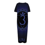 Ajna Chakra Symbol Print Short Sleeve Long Nightdress