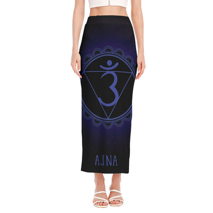 Ajna Chakra Symbol Print Side Slit Maxi Skirt