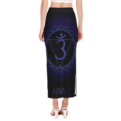Ajna Chakra Symbol Print Side Slit Maxi Skirt