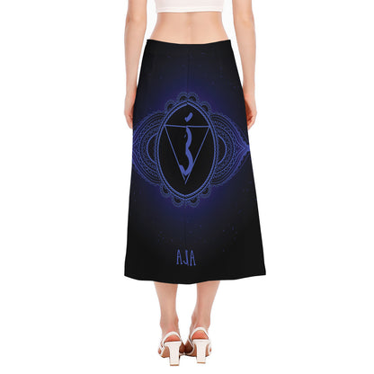 Ajna Chakra Symbol Print Side Slit Midi Skirt