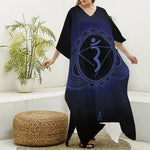 Ajna Chakra Symbol Print Silk V-Neck Kaftan Dress