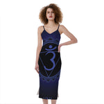 Ajna Chakra Symbol Print Slim Fit Midi Cami Dress