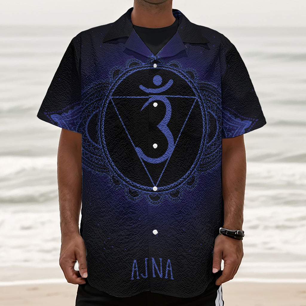 Ajna Chakra Symbol Print Textured Short Sleeve Shirt