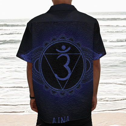 Ajna Chakra Symbol Print Textured Short Sleeve Shirt