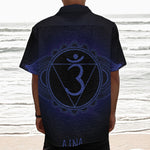 Ajna Chakra Symbol Print Textured Short Sleeve Shirt