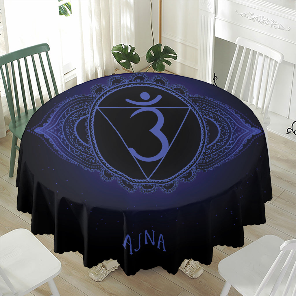 Ajna Chakra Symbol Print Waterproof Round Tablecloth