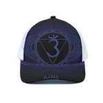 Ajna Chakra Symbol Print White Mesh Trucker Cap