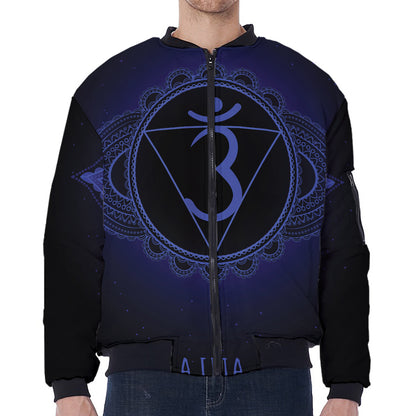 Ajna Chakra Symbol Print Zip Sleeve Bomber Jacket