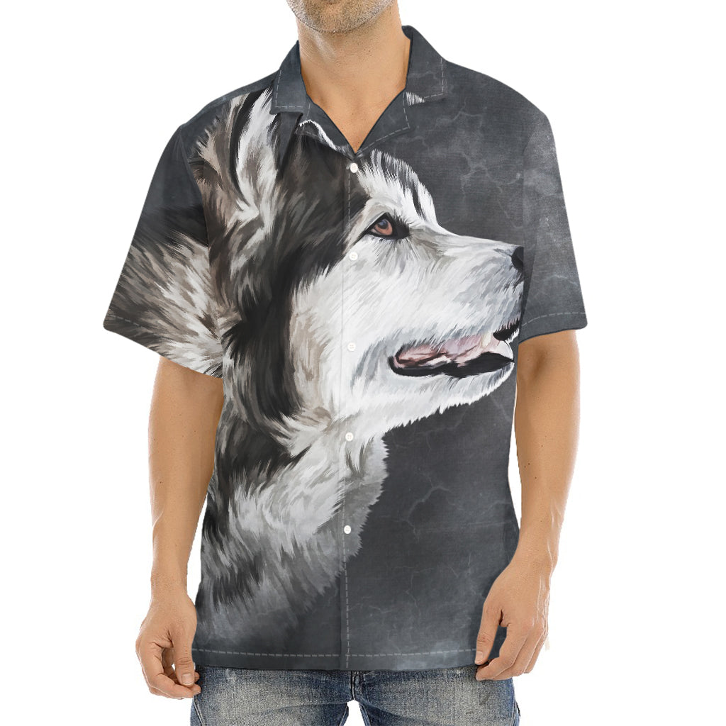 Alaskan Malamute Painting Print Aloha Shirt
