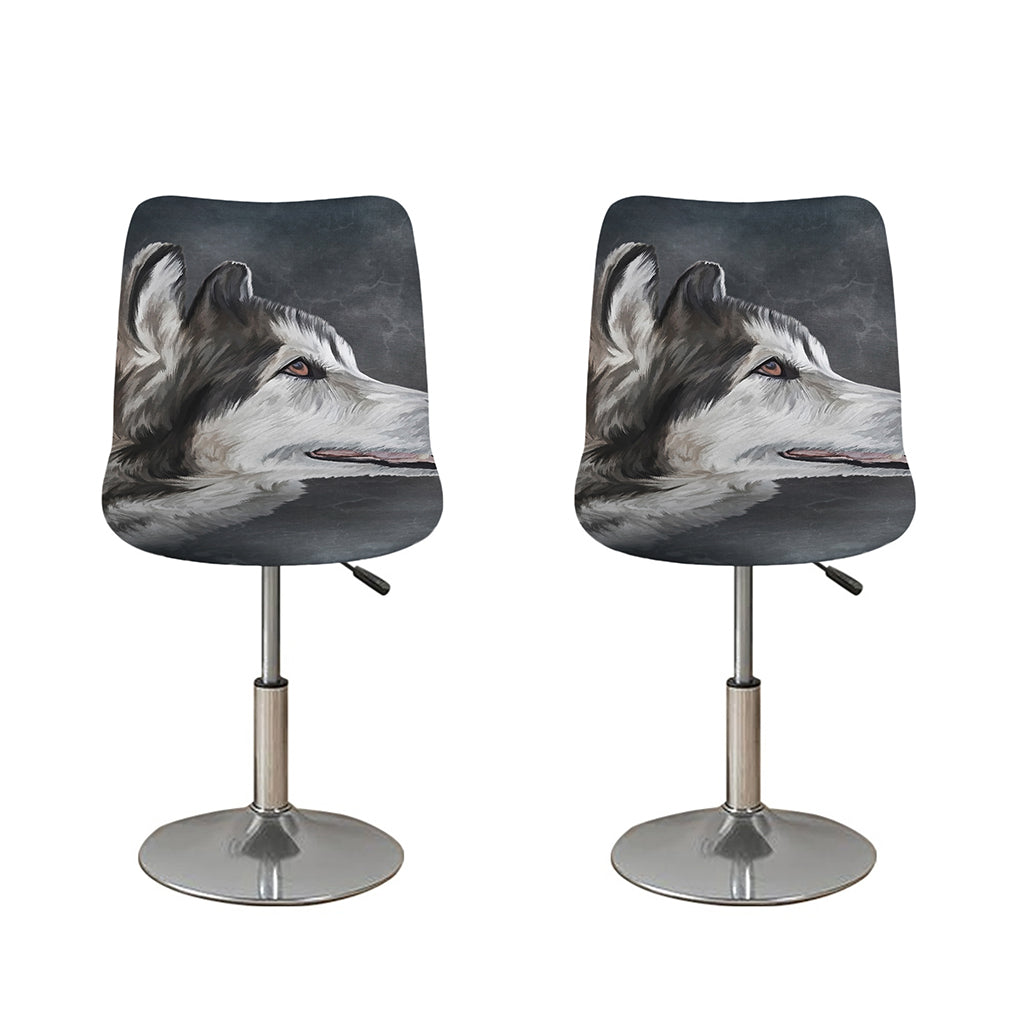 Alaskan Malamute Painting Print Bar Stool Covers