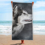 Alaskan Malamute Painting Print Beach Towel