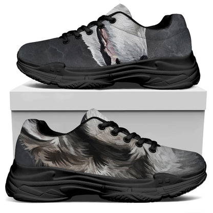 Alaskan Malamute Painting Print Black Chunky Shoes