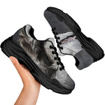 Alaskan Malamute Painting Print Black Chunky Shoes