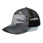 Alaskan Malamute Painting Print Black Mesh Trucker Cap