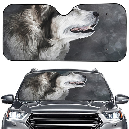 Alaskan Malamute Painting Print Car Windshield Sun Shade