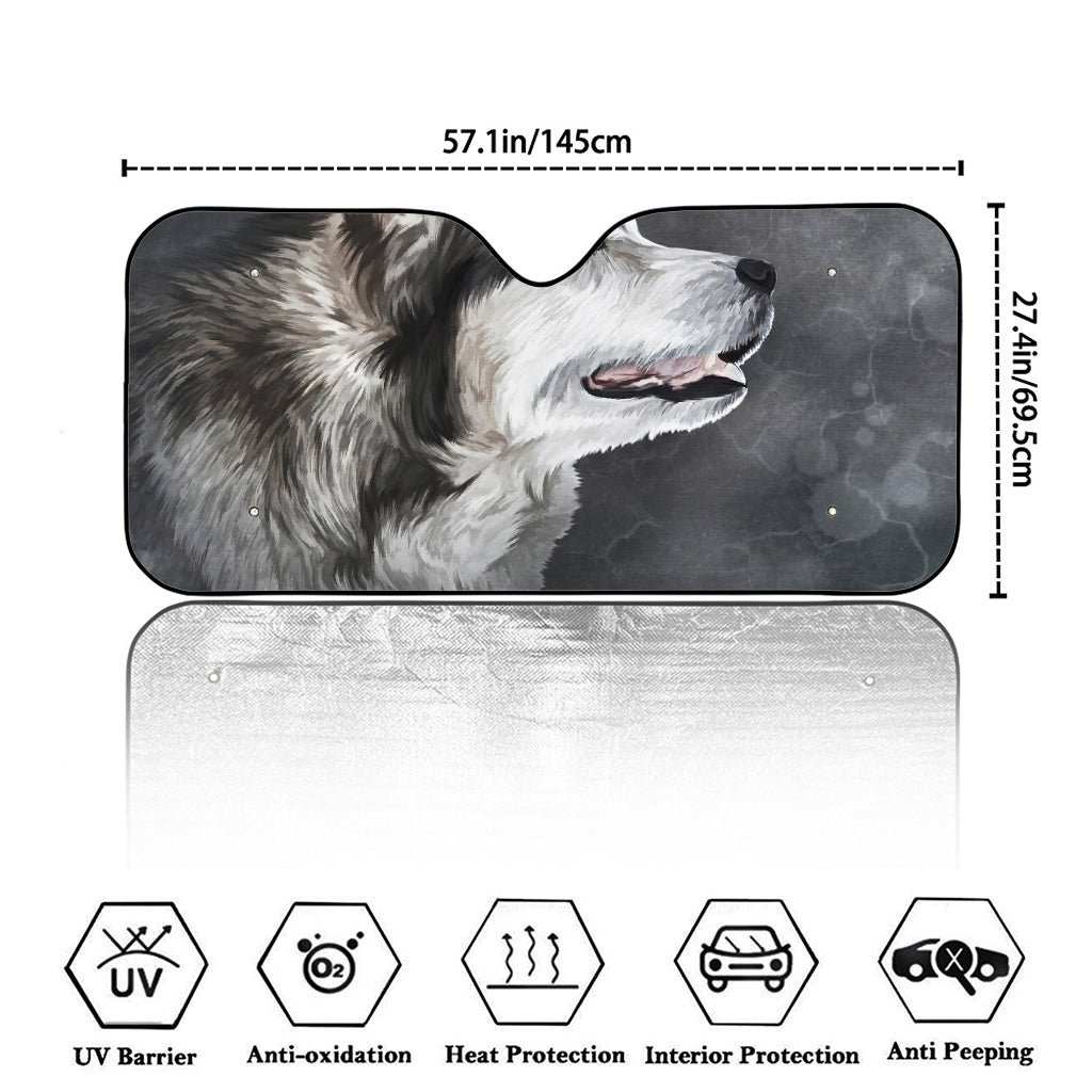 Alaskan Malamute Painting Print Car Windshield Sun Shade